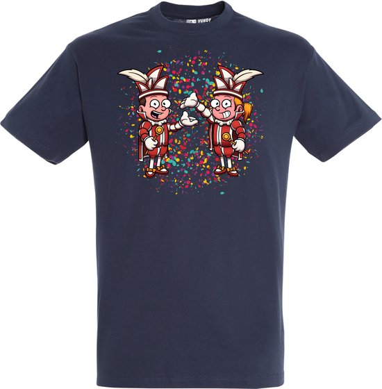 T-shirt kinderen Carnavals Paar | Carnaval | Carnavalskleding Kinderen Baby | Navy | maat 164