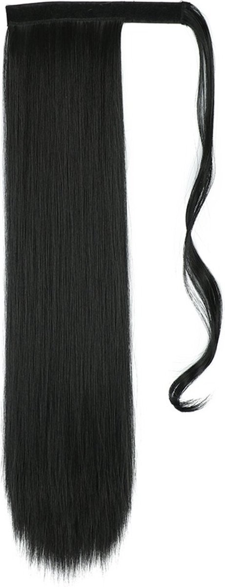 WiseGoods Luxe Hairextension Paardenstaart Dames - Haarstuk - Haarstukje - Pruik - Pruiken - Haar - Haarclip - Ponytail Zwart 56cm