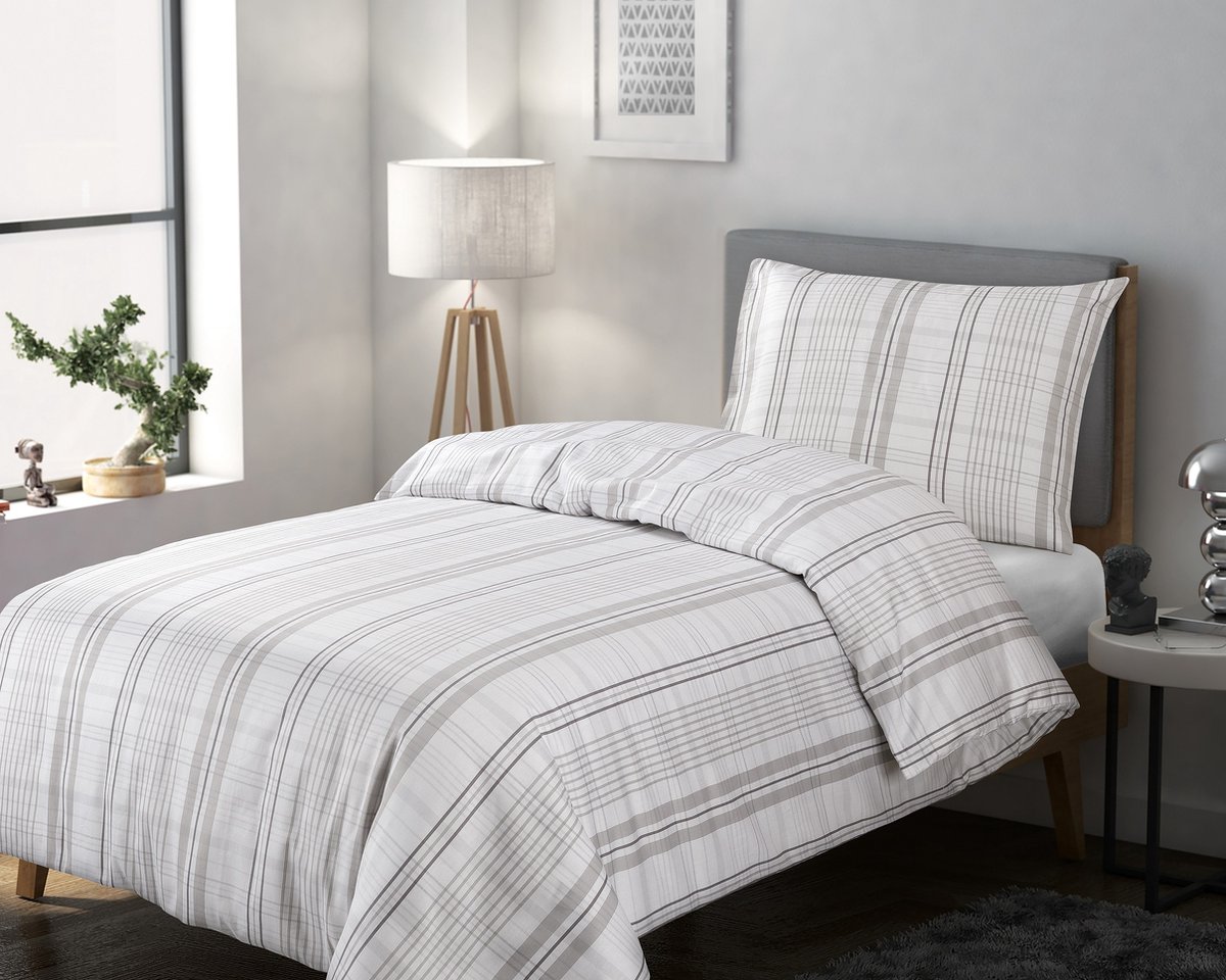 Homéé dekbedovertrekset Tartan Check katoen satijn eenpersoons 140x200/220 cm + 1 sloop