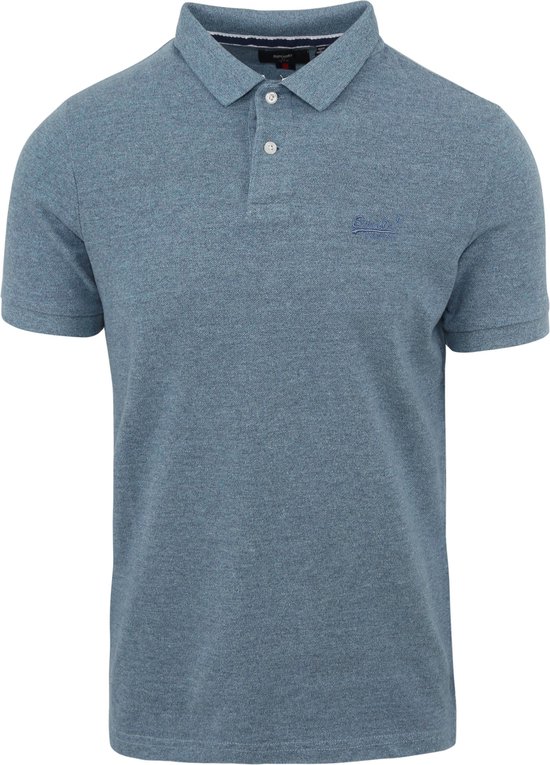 Superdry Classic Pique Polo Heren Poloshirt - Blauw - Maat L