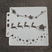 Kerst slee, Stencil, 13 x 13 cm, kaarten maken, scrapbooking, sjabloon, knutselen, herbruikbaar