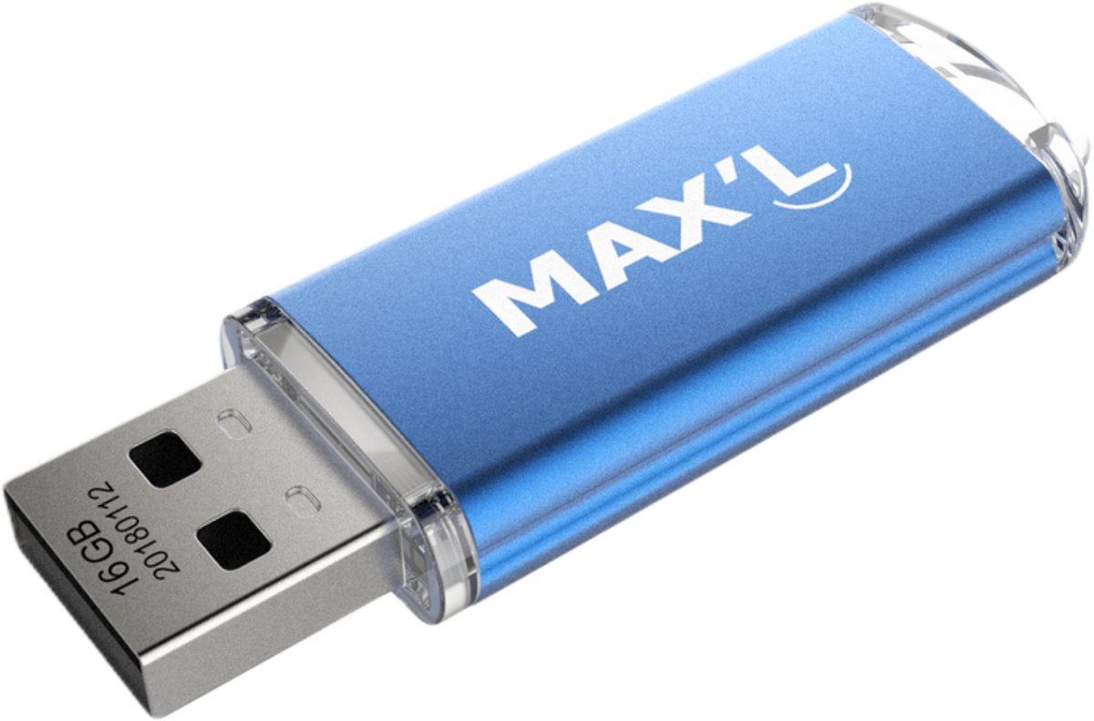 Max'L Color USB 2.0 16GB kleur Blauw