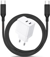 Chargeur rapide GaN avec double port USB C + câble USB-C robuste de 3 mètres - Chargeur 35 W - Convient pour Samsung - Adaptateur avec charge super Fast 2.0