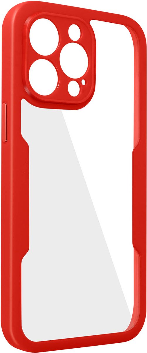 Hoes Geschikt voor Apple iPhone 14 Pro Plexiglas achter +Polymeer voor, omtrek rood