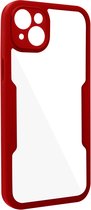 Hoes Geschikt voor Apple iPhone 14 Plus Plexiglas achter +Polymeer voor, omtrek rood