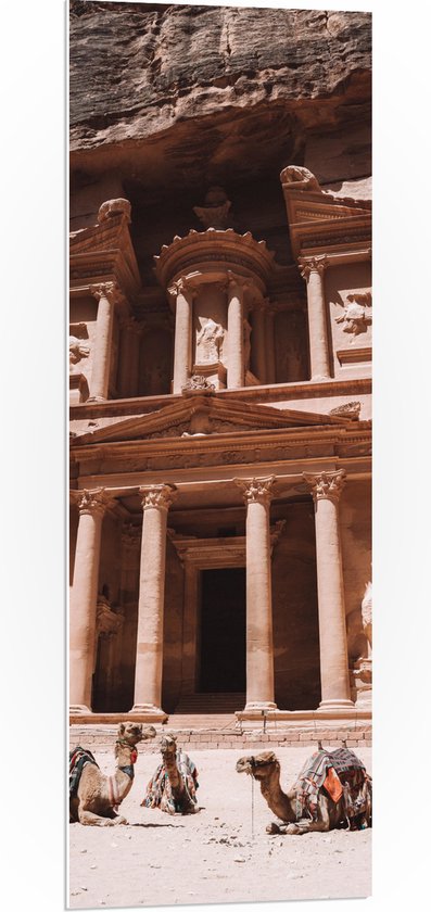 WallClassics - PVC Schuimplaat- Monument Al Khazneh - Jordanië - 40x120 cm Foto op PVC Schuimplaat