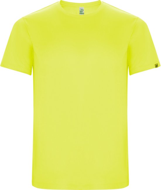 Fluorescent Geel unisex ECO sportshirt korte mouwen 'Imola' merk Roly maat 104 / 4