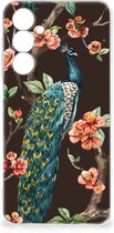 Telefoon Hoesje Geschikt voor Samsung Galaxy A54 5G Siliconen Back Cover Pauw met Bloemen