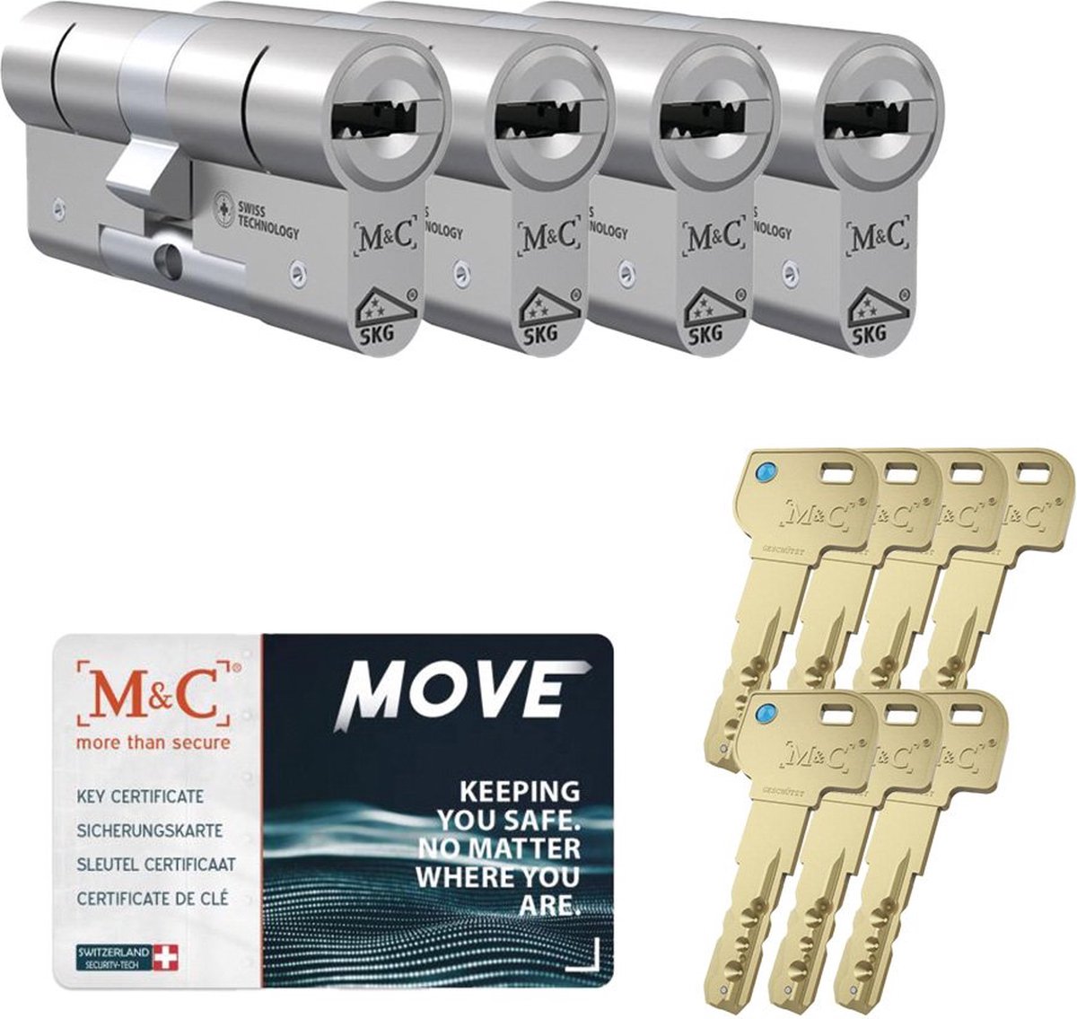 M&C Move SKG*** cilinderslot gelijksluitende set van 4