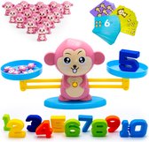 Monkey Balance Game “Roze” - Speelgoed Meisjes - 3 jaar - 4 jaar - 5 jaar - 6 jaar - Ik Leer Rekenen - Weegschaal Speelgoed - Rekenen - Interactief Speelgoed - Cijfers Leren - Basisvaardigheden Rekenen - Sensorisch Speelgoed