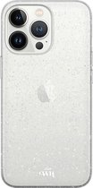 xoxo Wildhearts siliconen glitter hoesje - Sparkle Away Transparent - Siliconen hoesje geschikt voor iPhone 13 Pro - Shockproof case met glitters - Glitter hoesje transparant