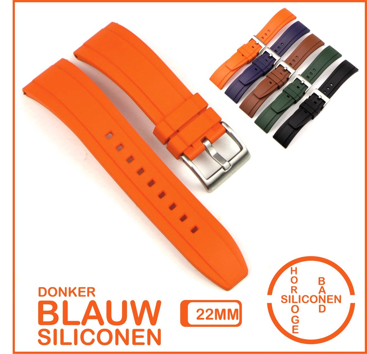 22mm Rubber horlogeband Oranje passend op o.a Casio Seiko Citizen en alle andere merken - 22 mm Bandje - Horlogebandje horlogeband, Siliconen