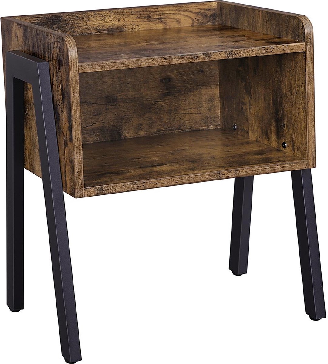Nachtkastje - Bijzettafel - In industriële stijl - Met open vak - Bruin