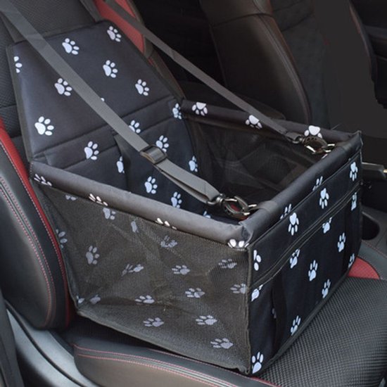 Lit pour Chien Voiture avec Empreinte de Pattes Transports 40x30CM Zwart