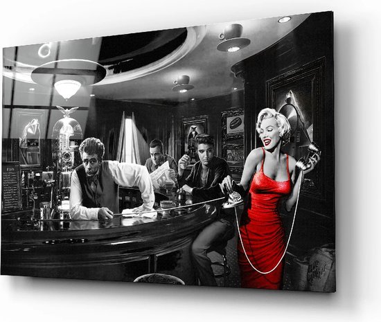 Glazen Schilderijen - Bekende persoon - Marilyn Monroe Glasschilderij - 72x46 cm