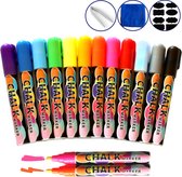 Premium Creatives Raamstiften - Krijtstiften - Porselein Stiften - Whiteboard Stiften - Glasstiften - 12 stuks - Inclusief Doekje, Pincet & Stickers