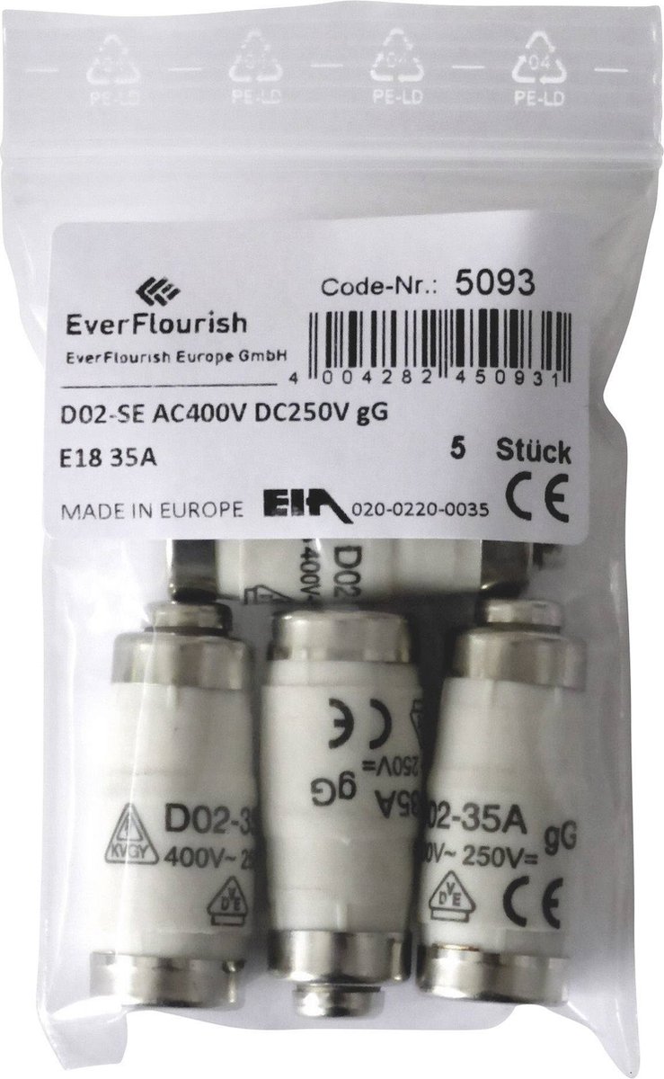 GAO 5093B Neozed zekering Afmeting zekering = D02 - 35 A (10 stuks)