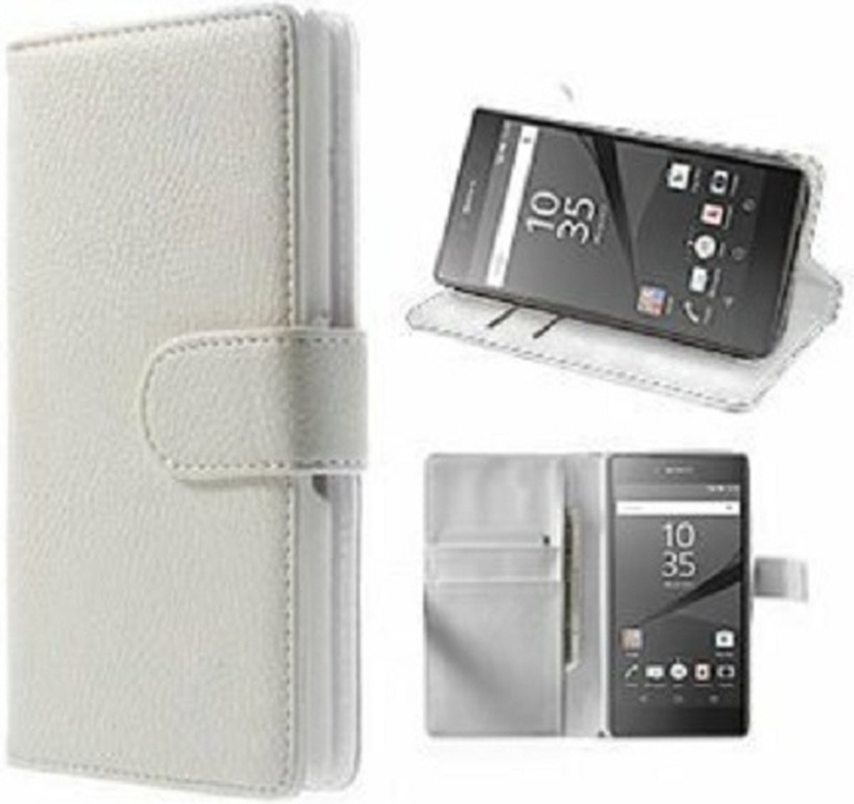 Sony Xperia Z5 Premium Hoesje Met Pasjeshouder Bookcase Wit
