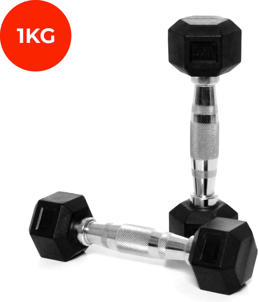 Core Power Rubber Hex Dumbbells - 1 kg (per paar)