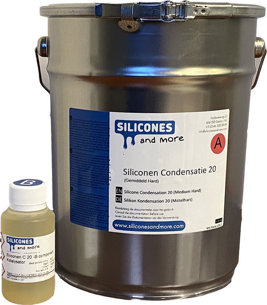 Siliconen Gietrubber Condensatie 20 met universele 2% harder B2 - 0.5 kg A + 30 gram B component - 