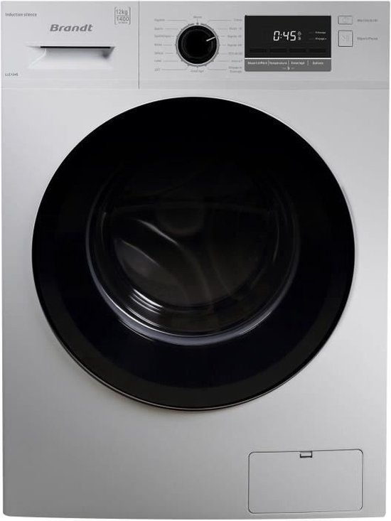 Wasmachine: Patrijspoortwasmachine BRANDT LLC124S - 12kg - L60cm - Inductiemotor - 1400 tpm - Zilver, van het merk Brandt