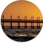Dibond Muurcirkel - Pier bij Zondsondergang - 30x30 cm Foto op Aluminium Muurcirkel (met ophangsysteem)
