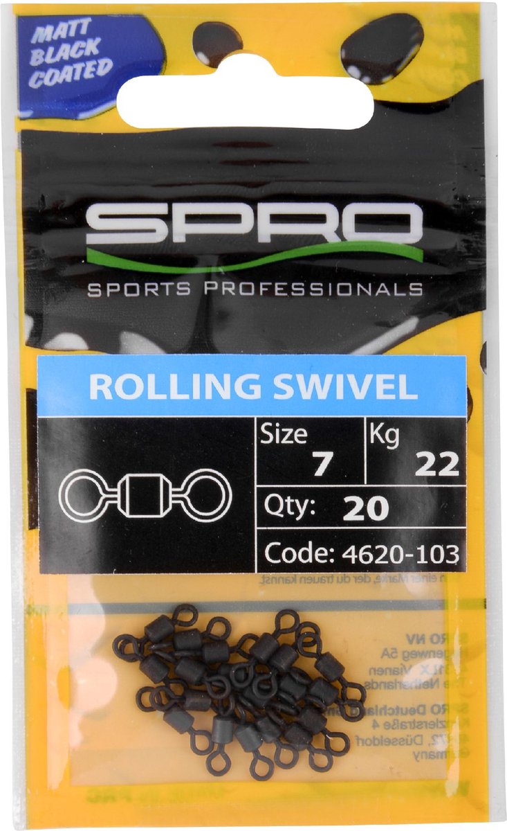 Spro Matt Black Rolling Swivel - 10 mm - maat 7