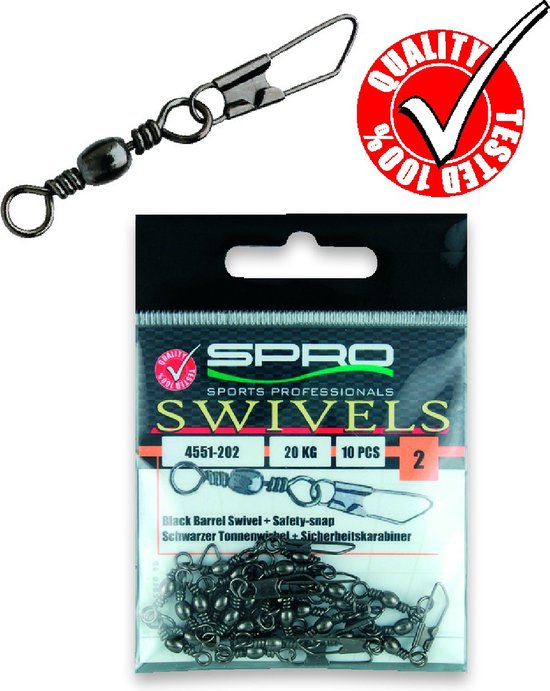 Spro Barrel Swivel+Safety-Snap - Maat 2 - Zwart van Spro — afbeelding 2