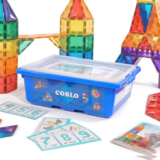 Coblo Classic Schoolbox 200 stuks - Magnetisch speelgoed - Montessori speelgoed - Magnetische Bouwstenen - Magnetische tegels - Magnetic tiles - Cadeau kind - Speelgoed 3 jaar t/m 12 jaar - Magnetisch speelgoed bouwblokken