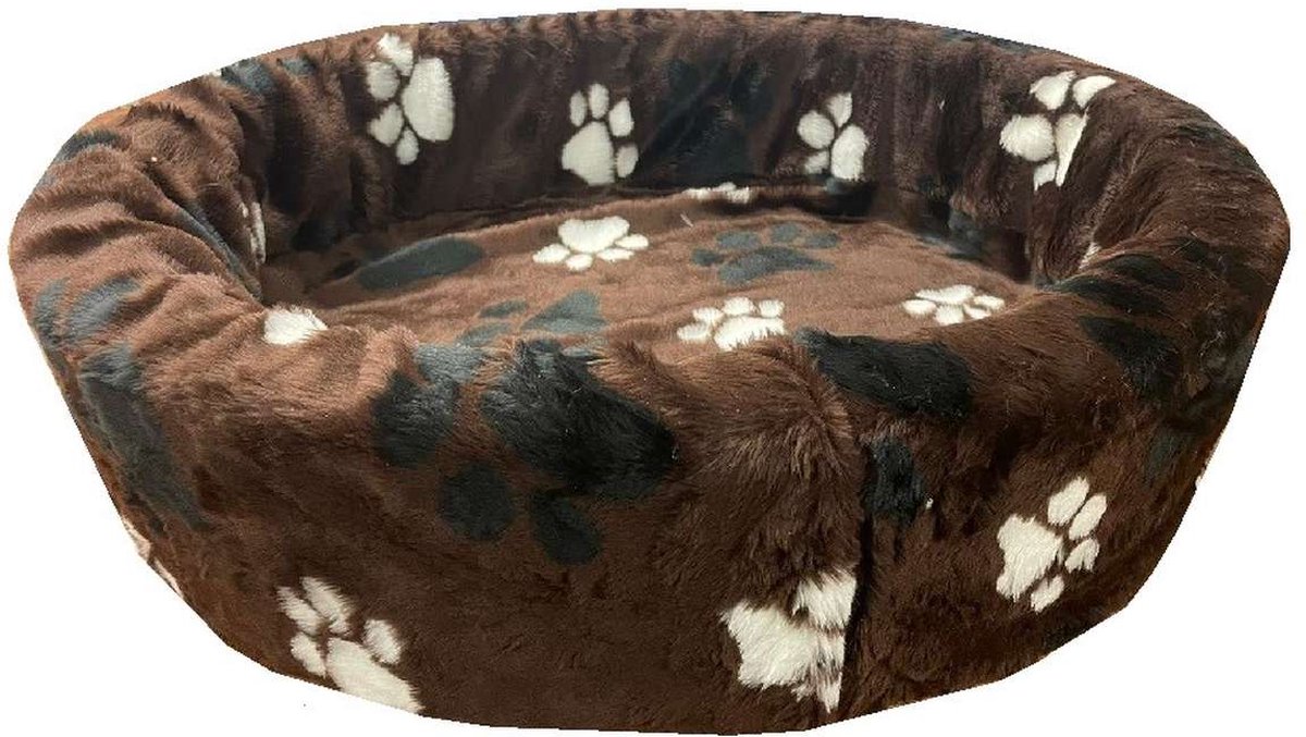 Petcomfort Bontmand Hondenmand/Kattenmand - Pootprint Bruin - 46x40x13 cm