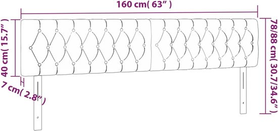 vidaXL - Hoofdbord - LED - 160x7x78/88 - cm - stof - donkergrijs