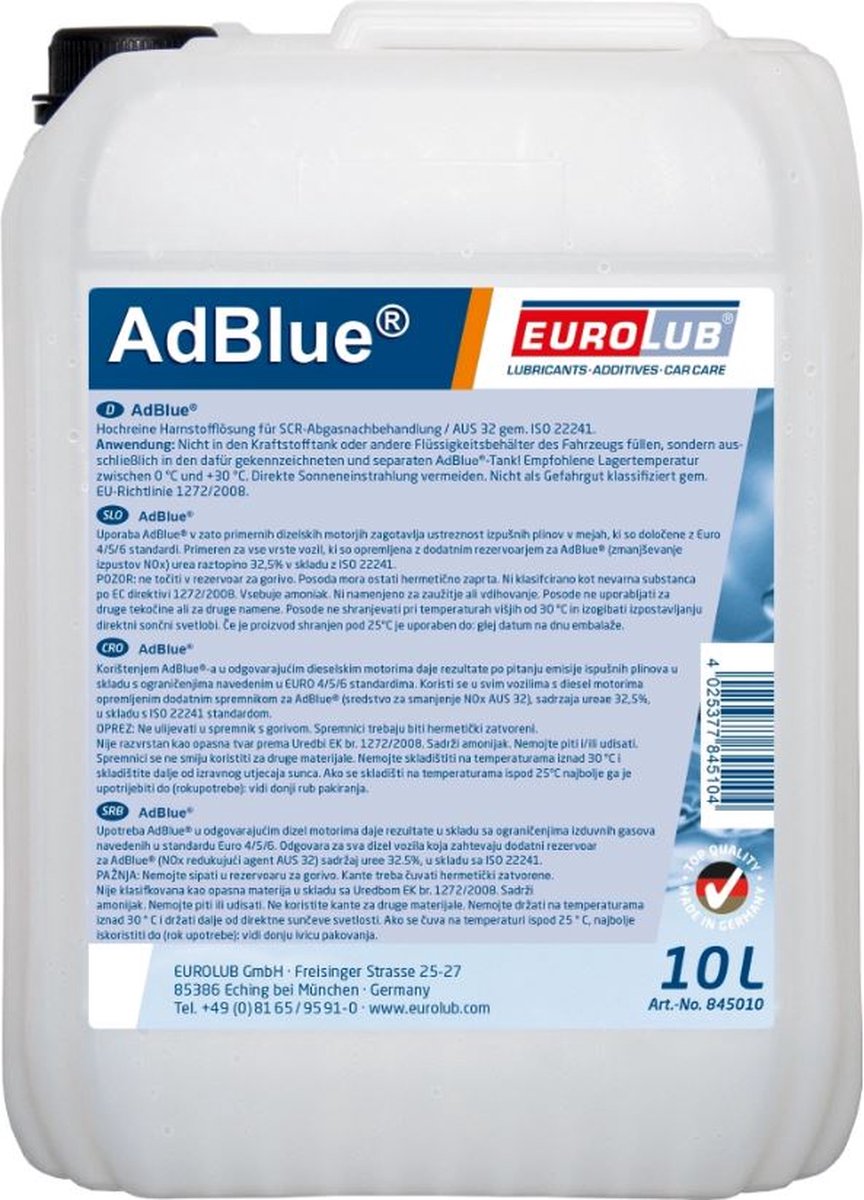 AdBlue vloeistof Eurolub jerrycan a 10 liter