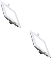 LED Downlight Slim 2 Pack - Inbouw Vierkant 3W - Helder/Koud Wit 6400K - Mat Wit Aluminium - 89mm