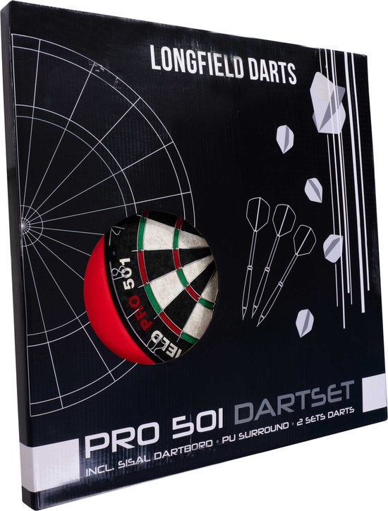 Dartboard Pro501 inclusief PU surround rood met 2 sets darts. van Abbey Darts — afbeelding 3