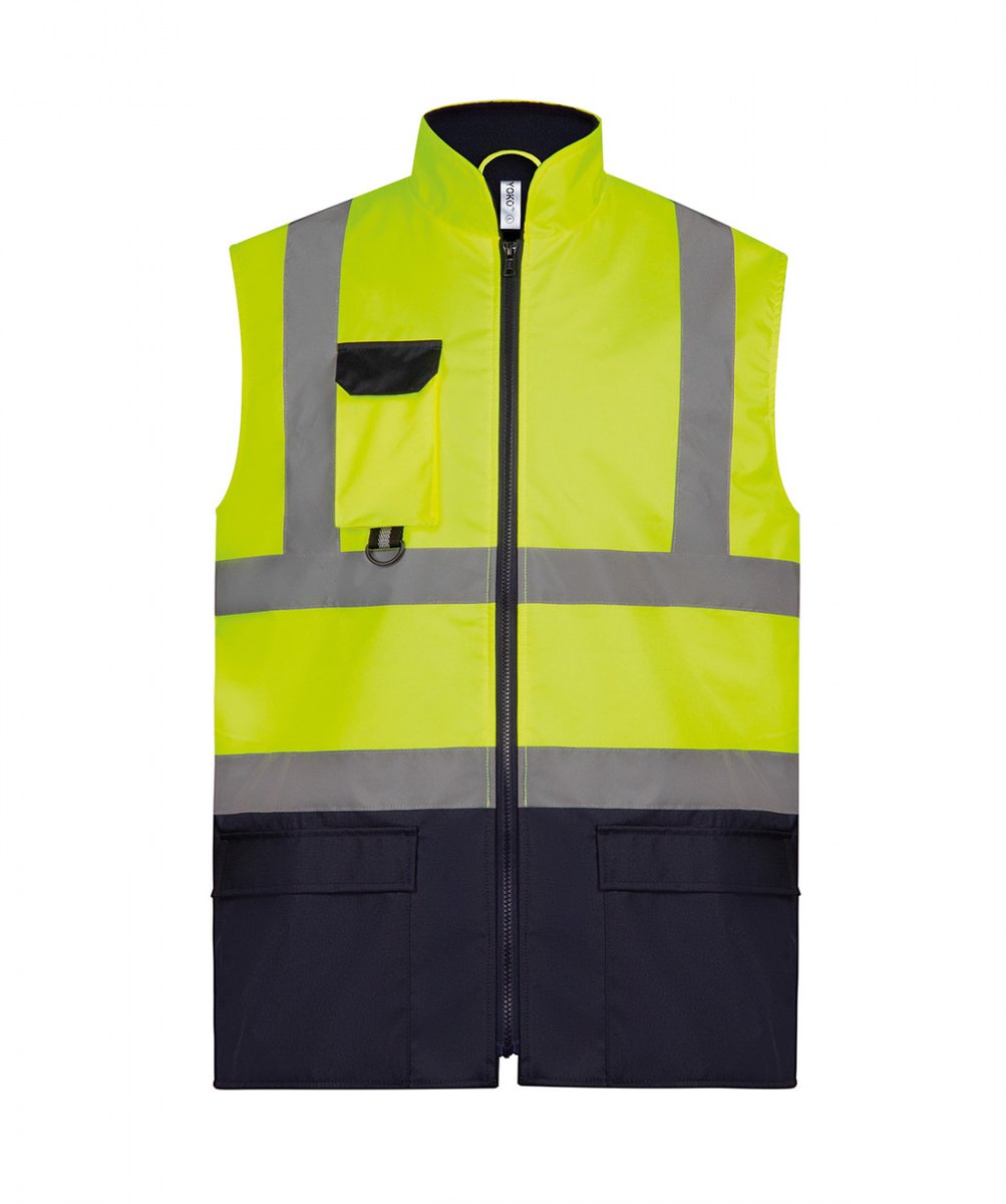 Yoko Gewatteerde bodywarmer signalisatie YHV005 - Hi Vis Yellow / Navy - L