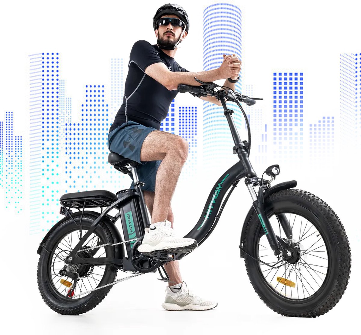 HITWAY E-Bike Elektrische Fiets 20 Inch Fat Tire E-Bicycle Vouwfiets, 250 W/36 V/11,2 Ah Accu, Max. Bereik tot 35-90 km, offroad-mountainbike met Shimano 7-versnellingen, City EBike met slot