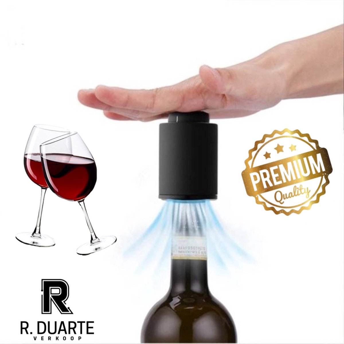 R. Duarte verkoop - Wijn Vacuümpomp - Wine Saver - Wijn Stopper- Vacuum Pomp - Wijnafsluiters - Wijnkurk - Wijn dop - Wijn pomp - Wijn - Zwart