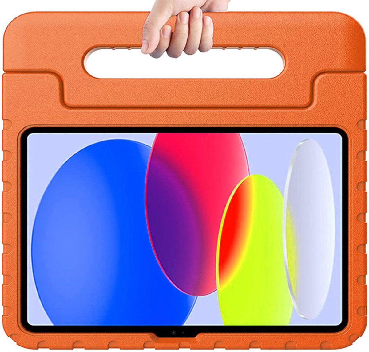 Kinder Tablethoes met Handvat Oranje Geschikt voor Apple iPad 10.9 (2022) - Tablethoes Kindvriendelijk - Beschermhoes voor Kinderen - Shockproof - met Standaard - Tegen Vallen