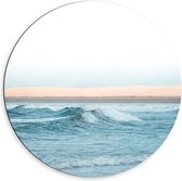 Dibond Muurcirkel - Licht Blauwe Zee met Kleine Golven - 60x60 cm Foto op Aluminium Muurcirkel (met ophangsysteem)