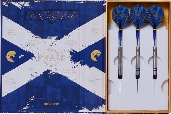 Unicorn - WC Gary Anderson Phase 6 - 70% Tungstène - 18 grammes - Fléchettes Softtip