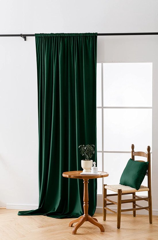 Gordijnen 250x140 cm - gordijnen voor ramen en balkondeur - gordijn voor huis op band - gordijn ondoorzichtig - gordijnroede gordijnen - groen