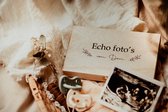 Houten kistje 'Echo foto' van..' - bewaarkistje - zwangerschapsaankondiging