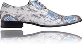 Snakify Blue - Maat 47 - Lureaux - Kleurrijke Schoenen Voor Heren - Veterschoenen Met Print