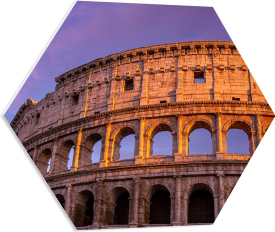 PVC Schuimplaat Hexagon - Colosseum - Rome - Stad - Gebouw - 60x52.2 cm Foto op Hexagon (Met Ophangsysteem)