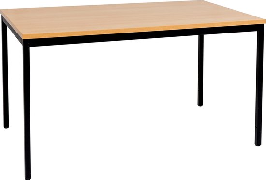 Furni24 Multifunctionele tafel 140x80 cm - computertafel in beuken decor/ zwart werktafel - eettafel