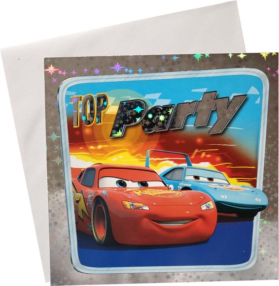 Uitnodigingen Disney Vierkant - Cars - Top Party