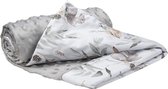 Babydeken, 100% katoen, 75 x 100 cm, dubbelzijdige multifunctionele pluche deken voor kinderwagens, zacht, pluizig, hert in bladeren met grijs pluche
