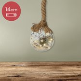 1x boules de Noël en verre illuminées sur une corde avec 30 lumières argent/blanc chaud 14 cm - Décoration boules de Noël avec lumière
