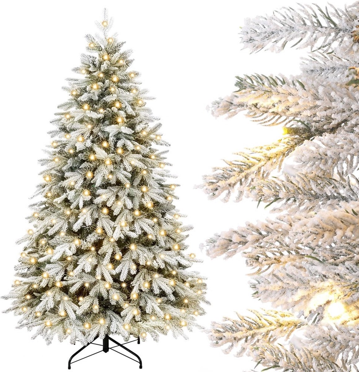 Kerstboom 150 Cm Wit - Kunstkerstboom - Kerstboom Met Metalen Standaard Voor Binnen En Buiten