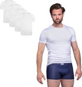 BOXR Underwear - Bamboe T-Shirt Heren - Ronde Hals - Wit - S - Zijdezacht - Thermo Control - Ondershirt Heren - 4-Pack